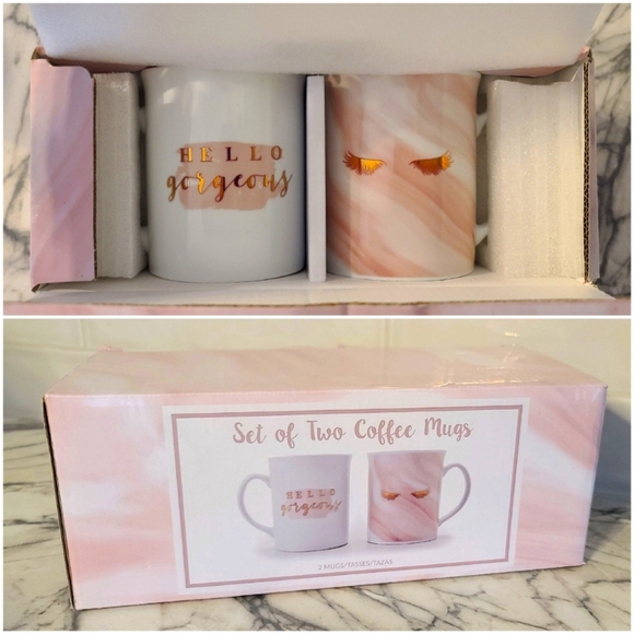 NEW Hello Gorgeous & Eyelash 2 Mug Coffee Mug Set - Sally Holiday Editio… - Picture 1 of 6